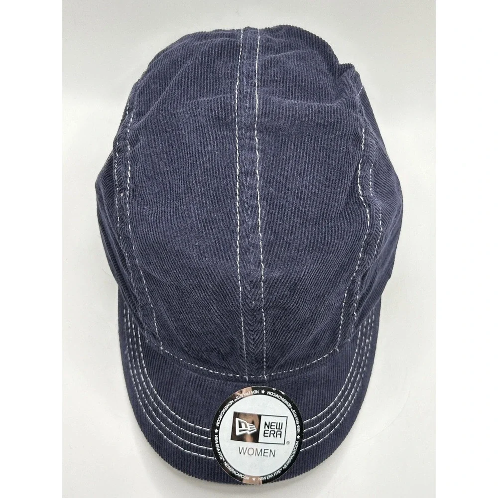 New‎ Era Corduroy Womens One Size Baseball Hat Stretch Cap Blue White NWOT Blank